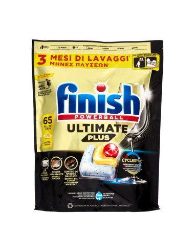 offerta Finish Powerball Ultimate Plus All in 1 Limone Pastiglia Detergente Lavastoviglie 65 Tabs