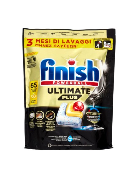offerta Finish Powerball Ultimate Plus All in 1 Limone Pastiglia Detergente Lavastoviglie 65 Tabs