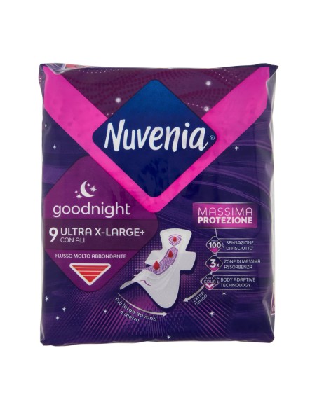 offerta Nuvenia Goodnight Assoorbenti Ultra X Large+ con Ali Flusso Abbondante 9 Pz