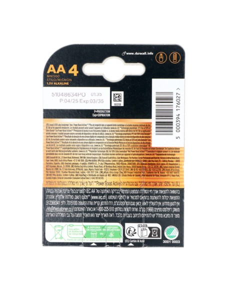 offerta Duracell Plus Batterie Alcaline AA Stilo 1,5 V 4 Pz