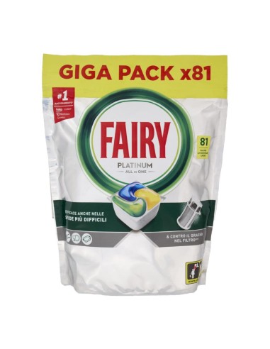 offerta Fairy Caps Platinum All in One Fragranza Limone Giga Pack 81 Lavaggi