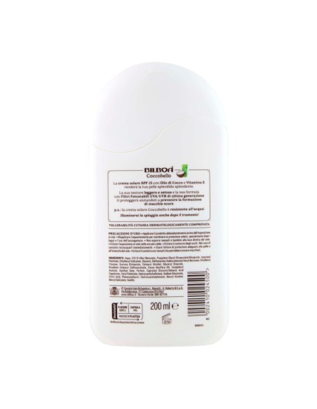 offerta Bilboa Coccobello Crema Solare SPF 15 Protezione Media con Olio di Cocco 200 ml