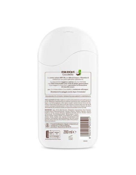 offerta Bilboa Coccobello Crema Solare SPF 30 Protezione Alta con Olio di Cocco 200 ml