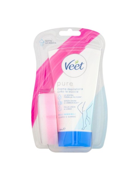 offerta Veet Pure Crema Depilatoria Corpo e Gambe Sotto al Doccia Pelli Sensibili 150 ml