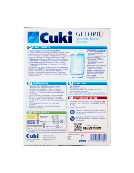 offerta Cuki Congela Gelopiu Sacchetti Freezer 7 Strati Grandissimi 35x50 cm 10 Pz