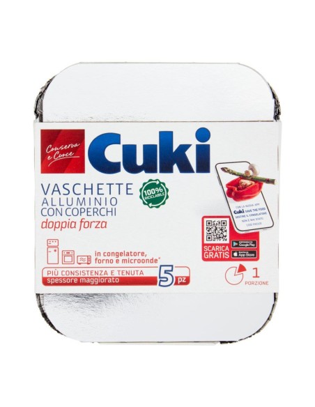 offerta Cuki Conserva e Cuoce Vaschette Alluminio con Coperchio Doppia Forza 1 Porzione 5 Pz