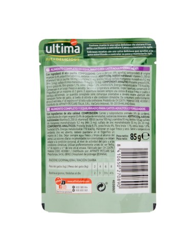 offerta Ultima Fit & Delicious Adulto Cibo Umido in Salsa per Gatti Sterilizzati con Agnello 85 g