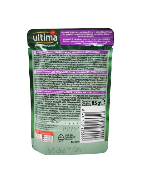 offerta Ultima Fit & Delicious Cibo Umido in Salsa per Gatti Sterilizzati con Pollo 85 g
