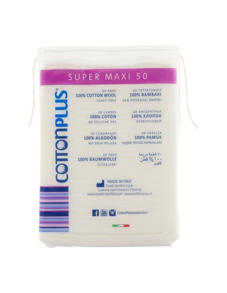 offerta Cotton Plus Super Maxi Quadrotti Struccanti 100% Cotone 50 Pz