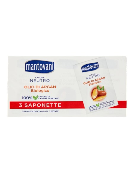 offerta Mantovani Sapone Solido Neutro con Olio di Argan Biologico 3x90 g
