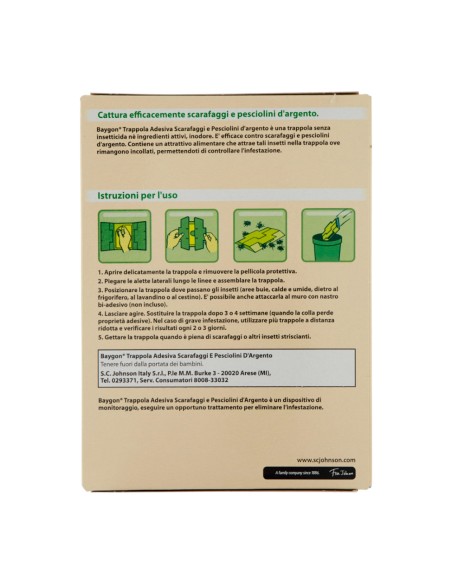 offerta Baygon Trappola Adesiva Scarafaggi e Pesciolini d'Argento Protezione Cucina 5 Pz