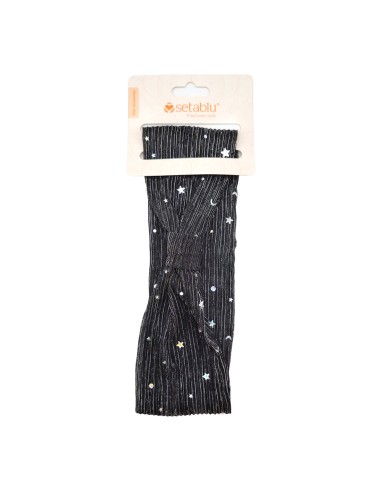 offerta Setablu Fascia con Nodo per Capelli Fantasia Stelline e Paillettes Colore Nero 1 Pz