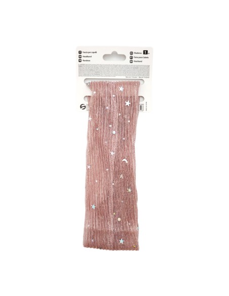 offerta Setablu Fascia con Nodo per Capelli Fantasia Stelline e Paillettes Colore Cipria 1 Pz