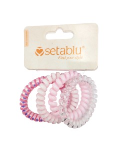 Setablu Elastici per Capelli a Spirale in Plastica Colore Rosa 4 Pz