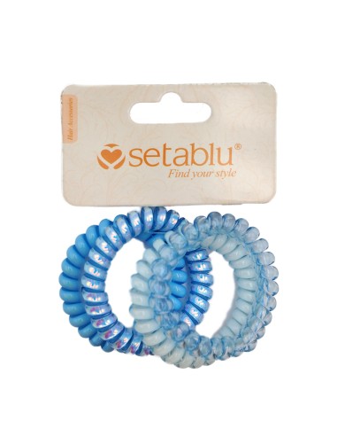 offerta Setablu Elastici per Capelli a Spirale in Plastica Colore Azzurro 4 Pz