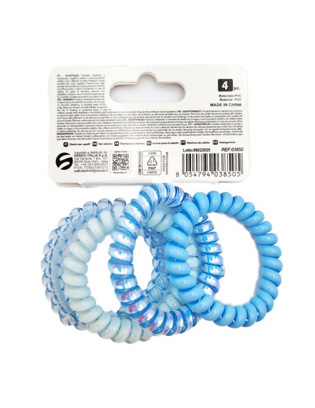 offerta Setablu Elastici per Capelli a Spirale in Plastica Colore Azzurro 4 Pz
