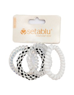 Setablu Elastici per Capelli a Spirale in Plastica Colore Bianco 4 Pz