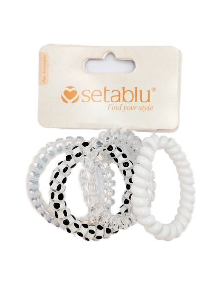 offerta Setablu Elastici per Capelli a Spirale in Plastica Colore Bianco 4 Pz