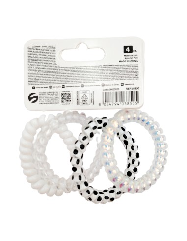 offerta Setablu Elastici per Capelli a Spirale in Plastica Colore Bianco 4 Pz