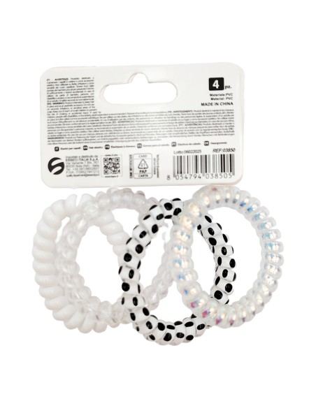 offerta Setablu Elastici per Capelli a Spirale in Plastica Colore Bianco 4 Pz