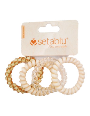 offerta Setablu Elastici per Capelli a Spirale in Plastica Colore Beige 4 Pz