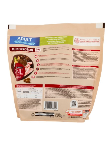 offerta Purina One Mini/Small Adult Monoprotein Cibo Secco Cani di Piccola Taglia con Tacchino 1,2 Kg SCADENZA 31/05/2026