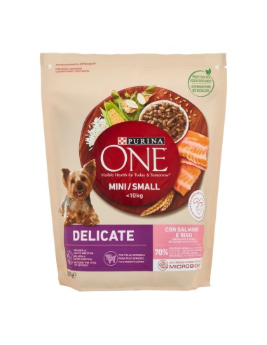 offerta Purina One Mini/Small Delicate Cibo Secco per Cani di Piccola Taglia con Salmone e Riso 800g SCADENZA 31/07/2026