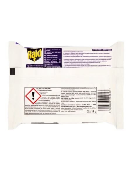 offerta Raid Gabbiette Anti Tarme per Capi Profumati Fragranza Lavanda 2 Pz