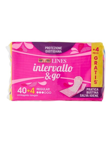 offerta Lines Intervallo & Go Proteggi Slip Regular Ripiegati Protezione Quotidiana 44 Pz