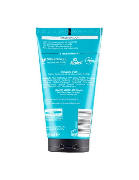 offerta Schwarzkopf 5 Stand Up Look Styling Gel Capelli Forza Estrema 0% Alcool 150 ml