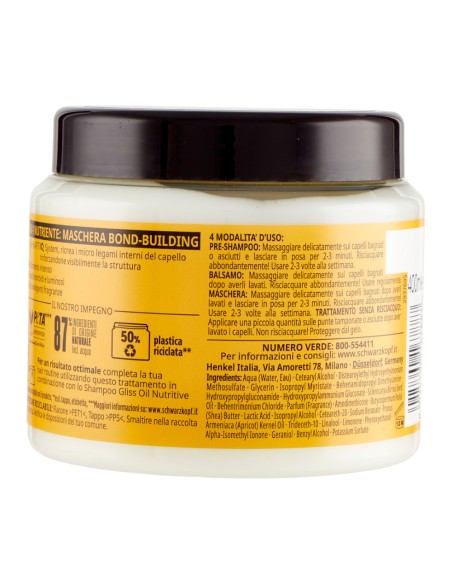 offerta Schwarzkopf Gliss 4in1 Nutriente Maschera Bond-Building per Capelli Fragili 400 ml