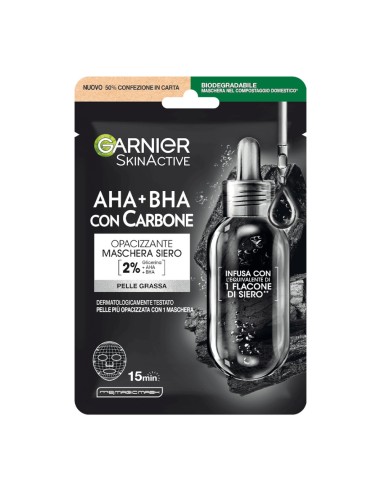 offerta Garnier SkinActive Maschera Siero Viso in Tessuto Opacizzante con Carbone 1 Pz