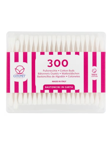 offerta Cotonet Cotoncini 100% Cotone Bastoncini in Carta Biodegradabili 300 Pz