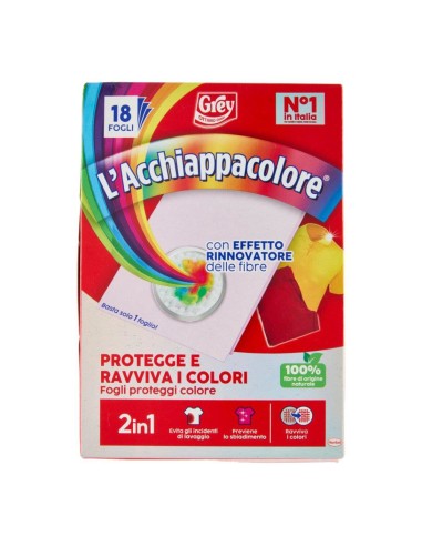 offerta Grey L'Acchiappacolore Fogli Proteggi Colore 2in1 Protegge e Ravviva i Colori 18 Pz