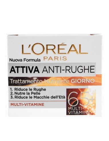 offerta L'Oreal Paris Attiva Antirughe 65+Crema Viso Trattamento Nutriente Giorno 50 ml