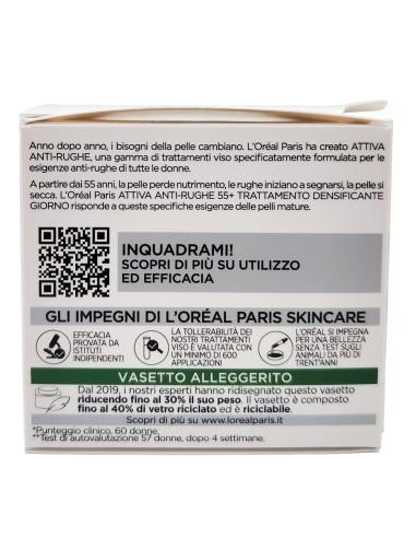 offerta L'Oreal Paris Attiva Anti Rughe 55+ Crema Viso Trattamento Densificante Giorno 50 ml