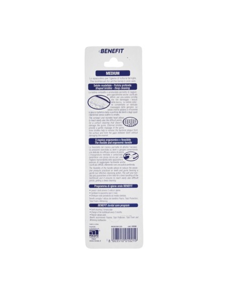 offerta Benefit Clinic Spazzolino Medium Testina Compatta Setole Medie e Copritestina 2 Pz