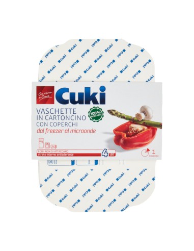 offerta Cuki Conserva e Cuoce Vaschette in Cartoncino con Coperchio Doppia Forza 1 Porzioni 4 Pz
