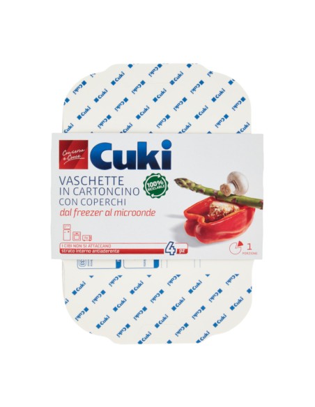 offerta Cuki Conserva e Cuoce Vaschette in Cartoncino con Coperchio Doppia Forza 1 Porzioni 4 Pz