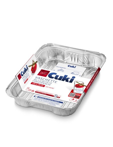 offerta Cuki Conserva e Cuoce Vaschette in Alluminio con Coperchio Ultra Forza 6 Porzioni 2 Pz