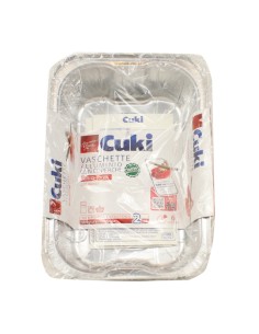 Cuki Conserva e Cuoce Vaschette in Alluminio con Coperchio Ultra Forza 6 Porzioni 2 Pz