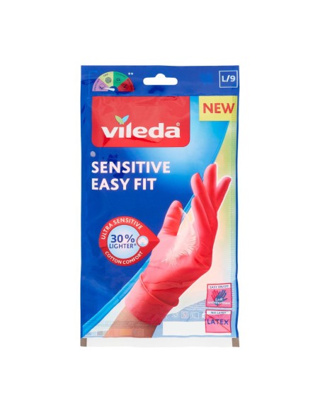 offerta Vileda Sensitive Easy Fit Guanti in Nitrile con Rivestimento Interno in Cotone Taglia L