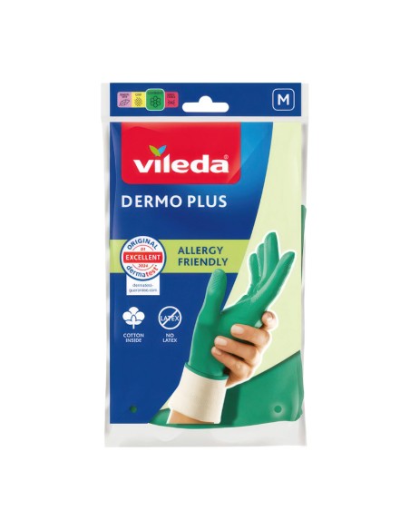 offerta Vileda Dermo Plus Guanti Senza Lattice Interno in Cotone Taglia M