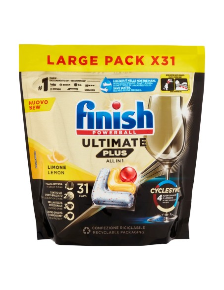 offerta Finish Powerball Ultimate Plus All In 1 Limone  Pastiglia Detergente Lavastoviglie 31 Tabs