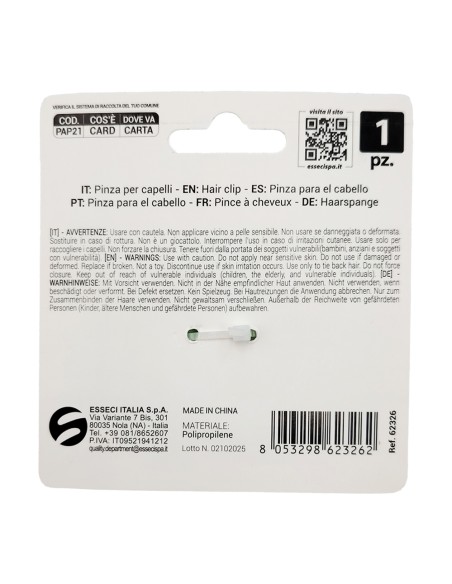 offerta Setablu Pinza Capelli con Doppi Denti 8 Cm Colore Verde 1 Pz