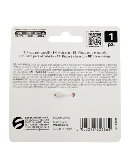 offerta Setablu Pinza Capelli con Doppi Denti 8 Cm Colore Pesca 1 Pz
