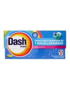 Dash Pods Detersivo Lavatrice in Capsule Salva Colore 30 Pods