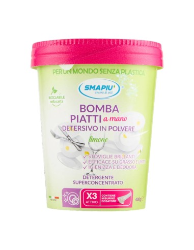 offerta Smapiù Bomba Piatti a Mano Detersivo in Polvere Fragranza Limone 400 g