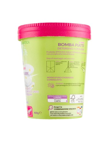 offerta Smapiù Bomba Piatti a Mano Detersivo in Polvere Fragranza Limone 400 g