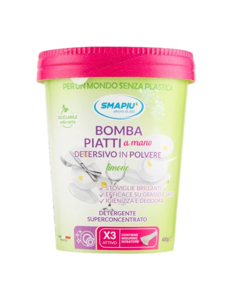 offerta Smapiù Bomba Piatti a Mano Detersivo in Polvere Fragranza Limone 400 g